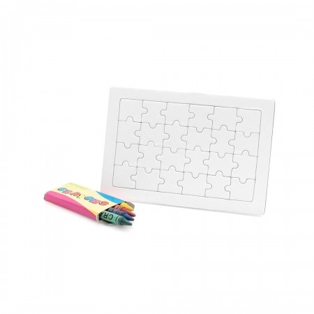 Puzzle 24 Stück. 4 Wachsmalstifte Inklusive