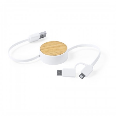 Ladegerät Anschluss Micro USB, Typ C und Lightning. Ausziehbar Kabel