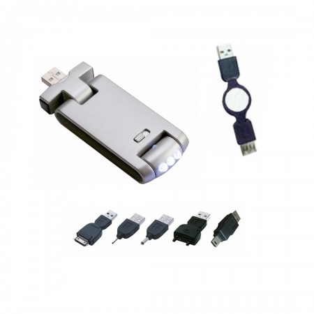 Ladegerät Lampe 5 Adapter: Nokia 1, Nokia 2,Motorola, Sony Ericsson, Mini USB 5 Pin. Ausziehbar Kabel