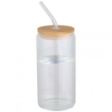  Mirage 500 ml einwandiges Glas aus Borosilikatglas mit Bambusdeckel