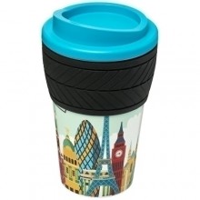  Brite-Americano® 350 ml Isolierbecher mit Schutzring Reifen-Design