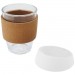  Lidan 360 ml Becher aus Borosilikatglas mit Korkgriff und Silikondeckel