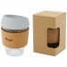  Lidan 360 ml Becher aus Borosilikatglas mit Korkgriff und Silikondeckel