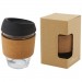  Lidan 360 ml Becher aus Borosilikatglas mit Korkgriff und Silikondeckel