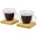  Manti 2-teiliger 100 ml doppelwandiger Glasbecher mit Bambusuntersetzer 