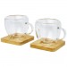  Manti 2-teiliger 100 ml doppelwandiger Glasbecher mit Bambusuntersetzer 