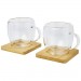  Manti 2-teiliger 250 ml doppelwandiger Glasbecher mit Bambusuntersetzer 