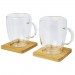  Manti 2-teiliger 350 ml doppelwandiger Glasbecher mit Bambusuntersetzer 