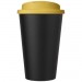 Doppelwandiger Isolierbecher aus  recyceltem Kunststoff mit drehbarem, auslaufsicherem Deckel. Der komplette Becher inkl. Deckel Americano® Eco 350 ml recycelter Becher mit auslaufsicherem Deckel